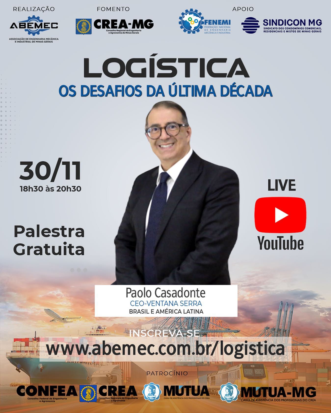 É HOJE! Live gratuita sobre logística! Inscreva-se! www.abemec.com.br/logistica #abemecmg
