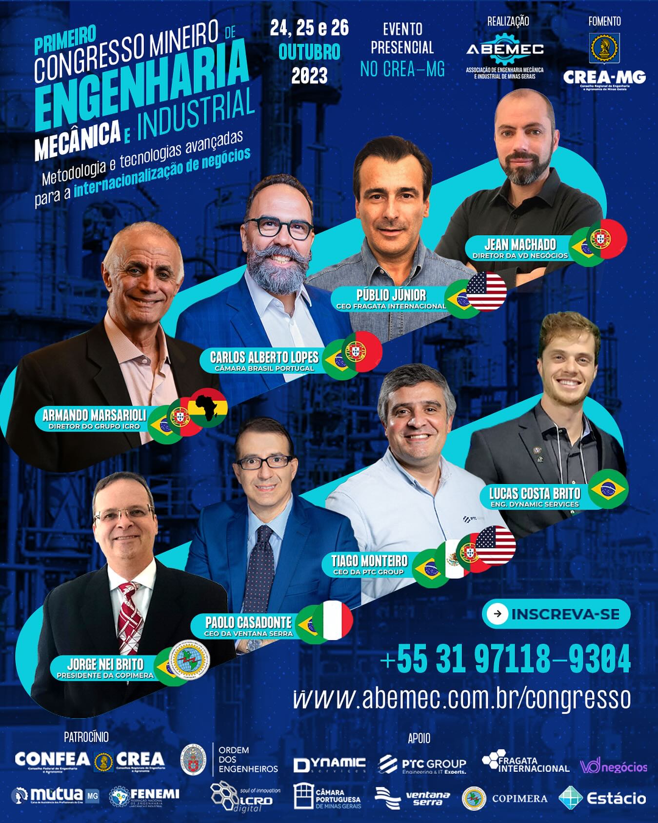 Vem aí o 1° Congresso Mineiro de Engenharia Mecânica e Industrial! Em um mundo cada vez mais conectado, a internacionalização de negócios é uma jornada que exige excelência em gestão, liderança e inovação. Este evento, dedicado à engenharia e seus profissionais, está focado em explorar as tecnologias mais avançadas e as metodologias mais eficazes para impulsionar a expansão internacional das empresas. A busca pela excelência em gestão e liderança de negócios de engenharia é a base para o desenvolvimento de ferramentas inovadoras que constroem diferenciais competitivos sólidos.Pensando nisso, os palestrantes de destaque neste Congresso compartilharão insights sobre como liderar o mercado, estrategicamente gerenciar processos e alcançar resultados mensuráveis e impactantes. 🌎 Acesse abemec.com.br/congresso e saiba mais sobre o evento.
