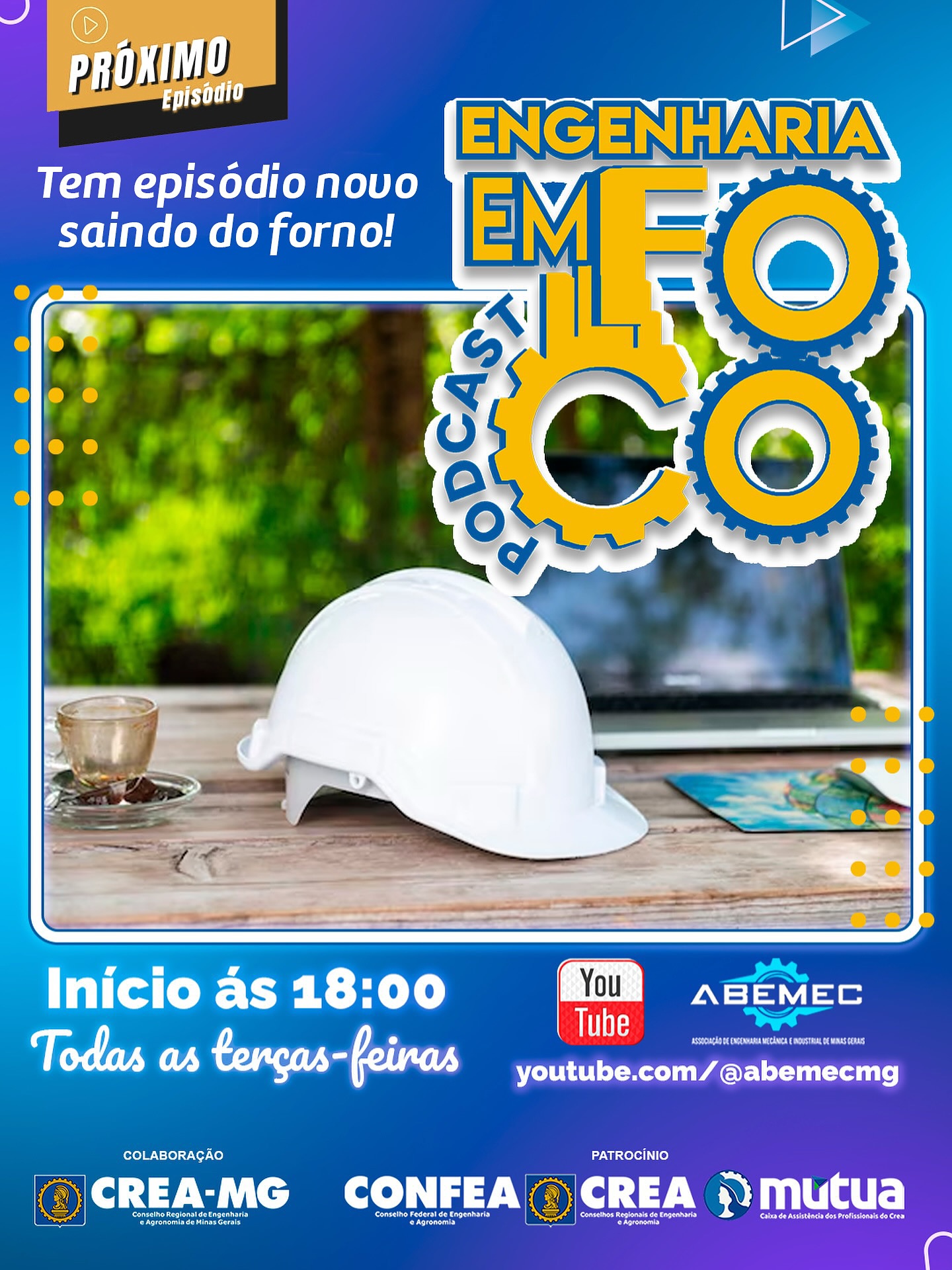 Mais um episódio saindo do forno!🎙️ ENGENHARIA EM FOCO — O PODCAST QUE COLOCA A ENGENHARIA NO CENTRO DAS CONVERSAS! 🌍A ABEMEC-MG tem o prazer de anunciar o segundo episódio do podcast Engenharia em Foco, um espaço dedicado às mentes que constroem, transformam e inovam o nosso país! 🏗️Neste segundo episódio foram entrevistados o Conselheiro Federal Suplente o Eng. de Produção Maycon Juan e a Neurocientista e Neuromarketing a Eng. Civil Josiane Rocha. O tema deste encontro foi o "Mercado de Trabalho na Engenharia".🗓️ Segundo episódio: 28 de outubro de 2025 (terça-feira), às 18h00 Episódios novos todas as terças-feiras, sempre às 18h00! Canal: YouTube.com/@abemecmg Link do 2º episódio: www.abemec.com/podcast Com a colaboração do CREA-MG e o patrocínio do Sistema CONFEA/CREA/MÚTUA, este podcast foi criado para levar até você conteúdos relevantes, atuais e inspiradores sobre o universo da engenharia, agronomia e geociências. 🧭👥 Em cada episódio, você vai ouvir entrevistas exclusivas com profissionais de destaque no setor, que compartilham suas experiências, visões de futuro e os desafios que enfrentam no dia a dia. Vamos discutir: Inovação tecnológica Transformação industrial Legislação e regulamentações Tendências de mercado Histórias que inspiramSe você é estudante, profissional ou entusiasta dessas áreas, o Engenharia em Foco é o seu novo ponto de encontro com conhecimento, inspiração e conexão! Ative o lembrete! O segundo episódio foi postado nesta terça-feira, 28/10, às 18h00. Não perca!