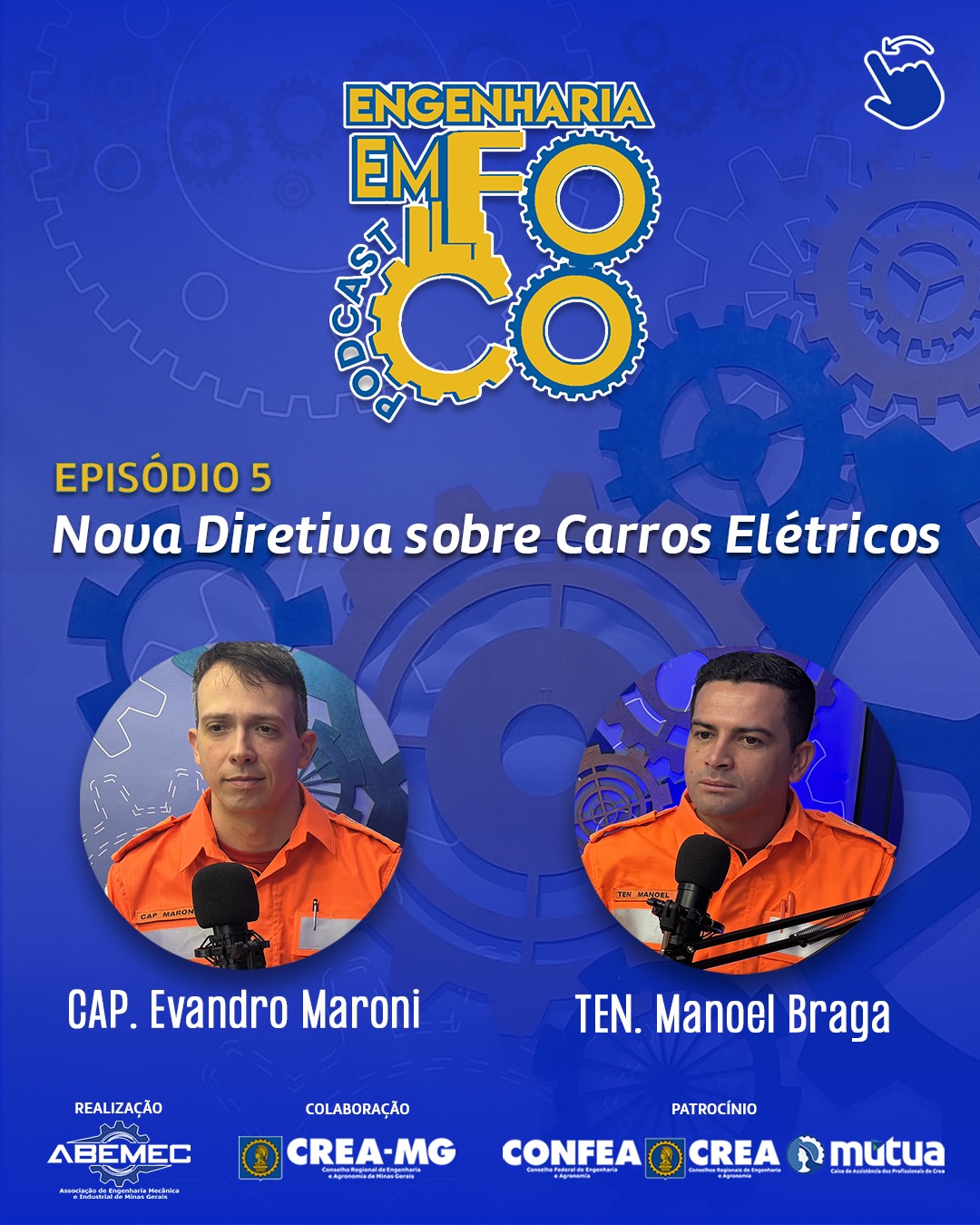 🎙️ ENGENHARIA EM FOCO – EPISÓDIO 5 JÁ DISPONÍVEL! A engenharia segue em constante evolução — e a segurança precisa acompanhar esse ritmo. No Episódio 5 do Podcast ENGENHARIA EM FOCO, a ABEMEC-MG, com a colaboração do CREA-MG e o patrocínio do Sistema CONFEA/CREA/MÚTUA, traz um debate atual, estratégico e indispensável para engenheiros, projetistas, síndicos, peritos e profissionais da segurança: Tema do episódio:A nova diretiva sobre Carros Elétricos da LIGABOMCom o crescimento acelerado da frota de veículos elétricos 🚘, surgem novos desafios relacionados à prevenção e ao combate a incêndios, exigindo atualização técnica, normativa e operacional. Este episódio aprofunda exatamente esses pontos, com autoridade e visão prática. Convidados especiais: Evandro Maroni MascarenhasCapitão do CBMMG – Corpo de Bombeiros Militar de Minas Gerais, com sólida experiência em Segurança Contra Incêndio. Graduado em Turismo (PUC Minas), Bacharel em Ciências Militares (CBMMG) e especialista em Criminalidade e Segurança Pública (UFMG). Manoel de Jesus BragaTenente do CBMMG, instrutor da Academia de Bombeiros Militar de Minas Gerais, Cientista da Computação, Bacharel em Ciências Militares – Prevenção e Gestão de Catástrofes, além de especialista em Segurança de Redes, Perícia em Incêndios e Explosões. Um episódio técnico, atual e extremamente relevante, que conecta engenharia, inovação, mobilidade elétrica e segurança contra incêndio, com informações que impactam diretamente projetos, vistorias, inspeções e normativas futuras. Assista on-line no canal da ABEMEC-MG no YouTube: youtube.com/@abemecmg O link para acessar o quarto episódio está na BIO do Instagram da ABEMEC-MG.Não fique de fora dessa discussão que já está moldando o futuro da engenharia e da segurança ⚙️Dê o play, compartilhe e participe do ENGENHARIA EM FOCO!