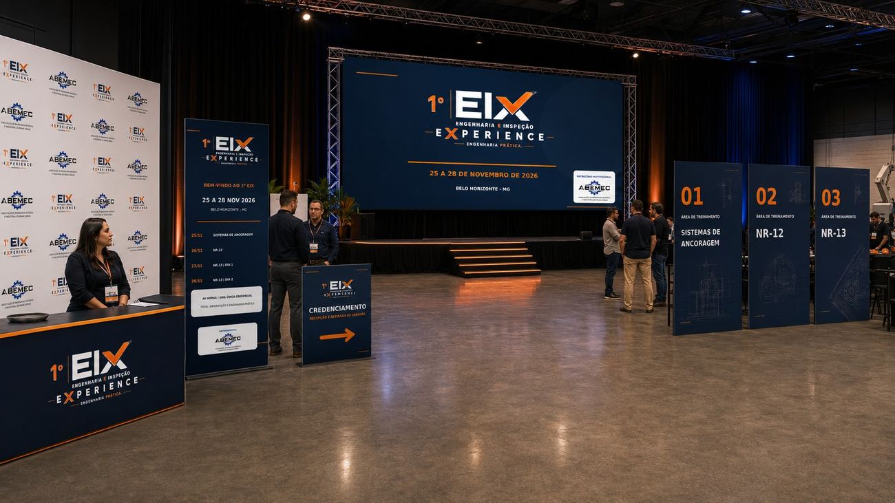 Ambientação do EIX: palco, credenciamento e áreas de treinamento por tema